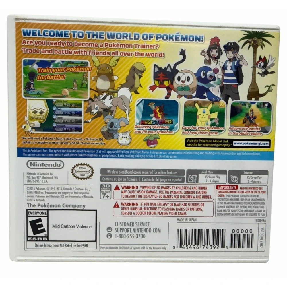 Pokemon Sun Nintendo 3DS CIB Complete with Game Cartridge Case and Manual‎